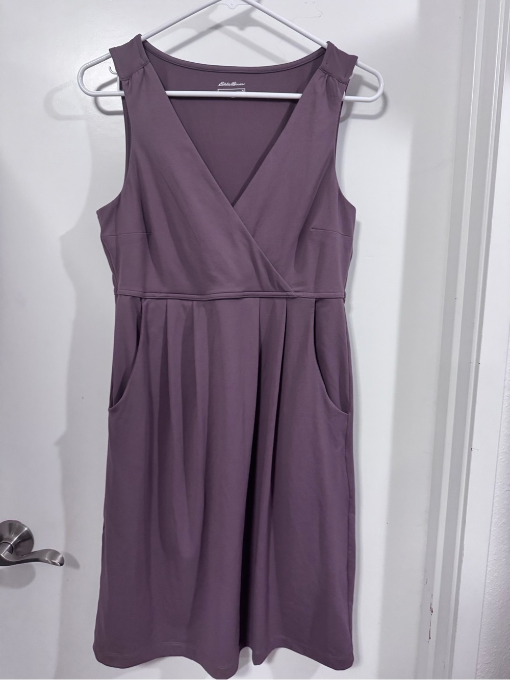 Eddie Bauer Dusty Mauve Sleeveless Faux-Wrap Dress